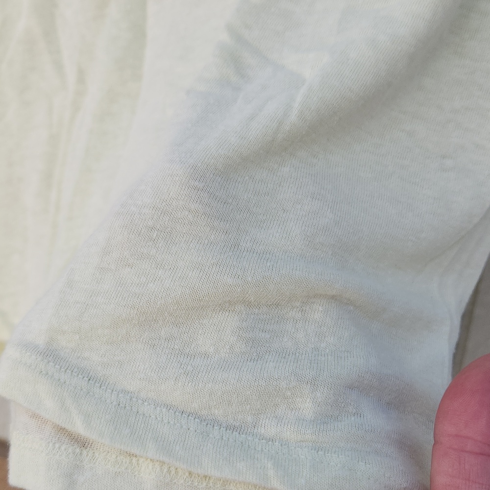 Athleta Pastel Yellow Linen Tshirt Coastal Airy Small Beachy Breathable Athletic - Picture 3 of 5